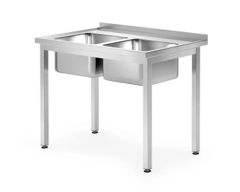 Table avec évier à 2 bacs, 100x70x85 cm | HENDI 812952