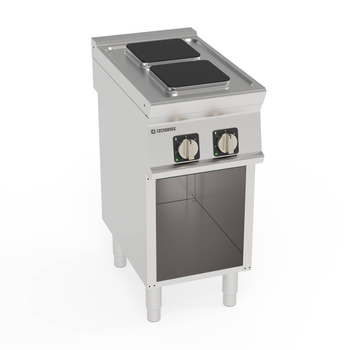 Cuisinière gastronomique électrique sur soubassement ouvert 2 plaques carrées 22x22 cm | TECNOINOX 716012