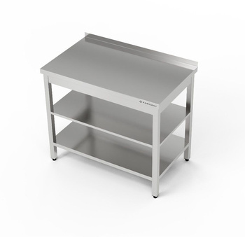 Table de travail en acier inoxydable avec deux étagères 50x60x85 cm | FORGAST