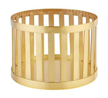 Panier ou support BASKET, rond, acier inoxydable, couleur dorée, 15x10.5 cm | APS 15334