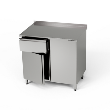 Table de travail en inox avec placard et tiroir 140x70x85 cm | FORGAST