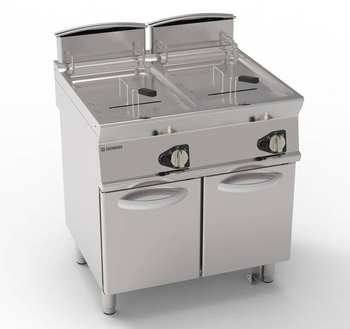 Friteuse à gaz à double cuve 2 x 17 l 33 kW avec base fermée et zone froide | TECNOINOX 713129