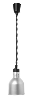 Lampe chauffante pour plats suspendue cylindrique, argentée, 17,5 cm, 0,25 kW | HENDI 273883