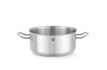 Casserole basse en acier inoxydable Kitchen Line, capacité 2,9 l, diamètre 20 cm, hauteur 9,5 cm | HENDI 837658