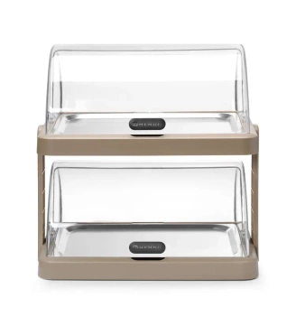 Vitrine réfrigérée double à couvercle roll-top Duo UNIQ conçue par Robert Bronwasser, beige, 48x35,5x48 cm | HENDI 871959