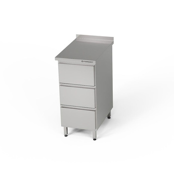 Table de travail en acier inoxydable avec bloc de 3 tiroirs 40x60x85 cm | FORGAST