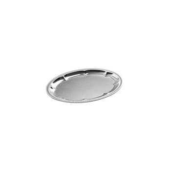 Plateau KAFFEEHAUS ovale, avec rebord décoratif ourlé, acier inoxydable, 31x23x1.5 cm | APS 30114