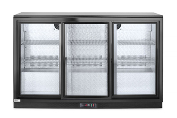 Réfrigérateur de bar 3-portes pour boissons 338 l, aluminium, noir, 2-10°C | ARKTIC 235836