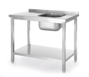 Table avec évier 1 bac et étagère, 80x60x85 cm | HENDI 816998