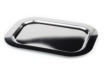 Plateau FINESSE, à bord lisse, en acier inoxydable, 39x26x2 cm | APS 1317