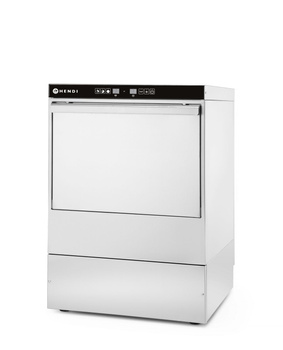 Lave-vaisselle gastronomique pour vaisselle avec pompe de vidange, 50x50 cm, 6,6 kW, 400 V | HENDI 231753