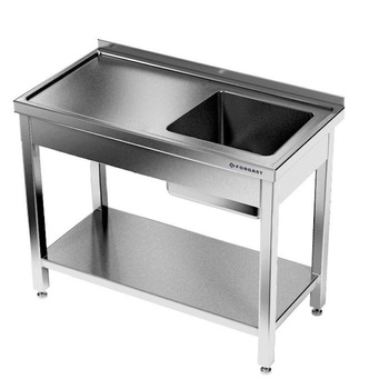Table inox avec évier 1 bac et étagère 120x60x85 cm | FORGAST