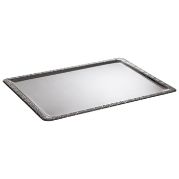 Plateau SCHÖNER ESSEN, avec bord décoratif, en acier inoxydable, 63,5x44,5x2 cm | APS 384