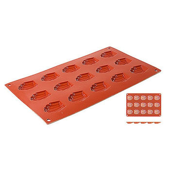 Moule à madeleines en silicone, 15 empreintes de 4,4 x 3,4 cm | CONTACTO 6637/415