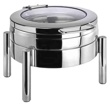 Chauffe-plat de table PREMIUM, rond, avec couvercle à fenêtre en verre, 6 l | APS 12353
