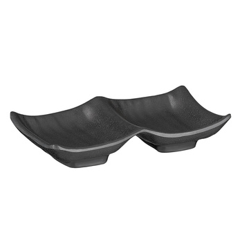 Bol double ZEN, mélamine, noir, 14x9x2,5 cm | APS 83949