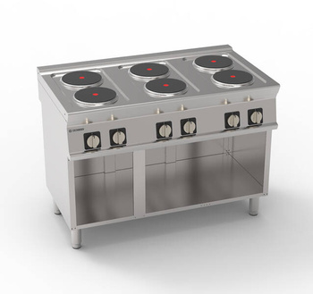 Cuisinière professionnelle électrique 6 plaques Ø 22 cm avec base ouverte | TECNOINOX 716011