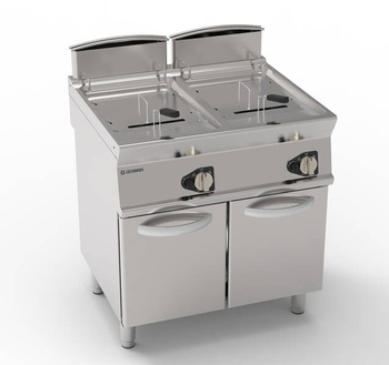 Friteuse à gaz à deux cuves 2 x 17 l 33 kW avec soubassement fermé | TECNOINOX 713127