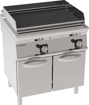 Gril à eau au gaz avec grille en fonte sur base fermée 72x45 cm | TECNOINOX 713050