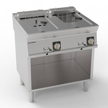 Friteuse électrique à 2 cuves - capacité 2 x 8 L 15 kW armoire ouverte | TECNOINOX 716097