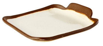 Assiette CROCKER, en mélamine, blanc et brun, 14x13x2,5 cm | APS 84567