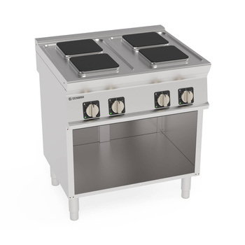 Cuisinière professionnelle électrique sur soubassement ouvert 4 plaques carrées 22x22 cm | TECNOINOX 716013