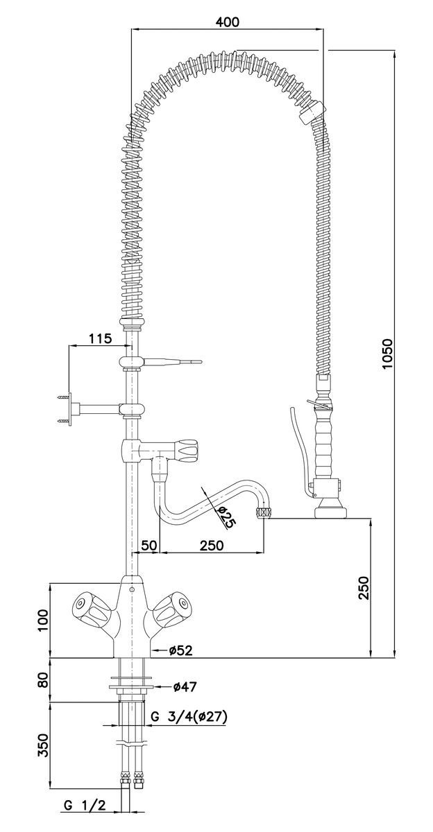 Batterie mélangeuse à deux poignées 26L-1801B | BARTSCHER 400136