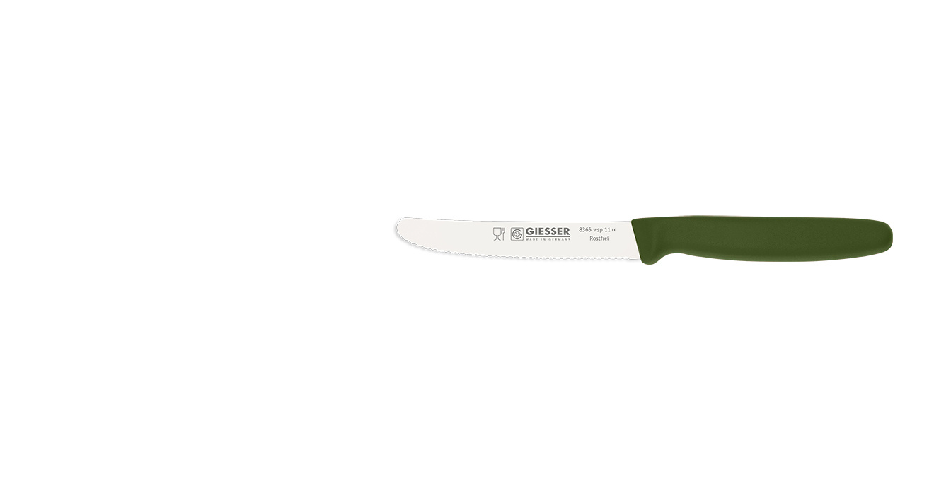 Couteau universel à bord ondulé - 11 cm, olive | GIESSER MESSER 8365 wsp 11 ol