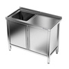 Table inox avec évier 1 bac et placard 120 cm | FORGAST