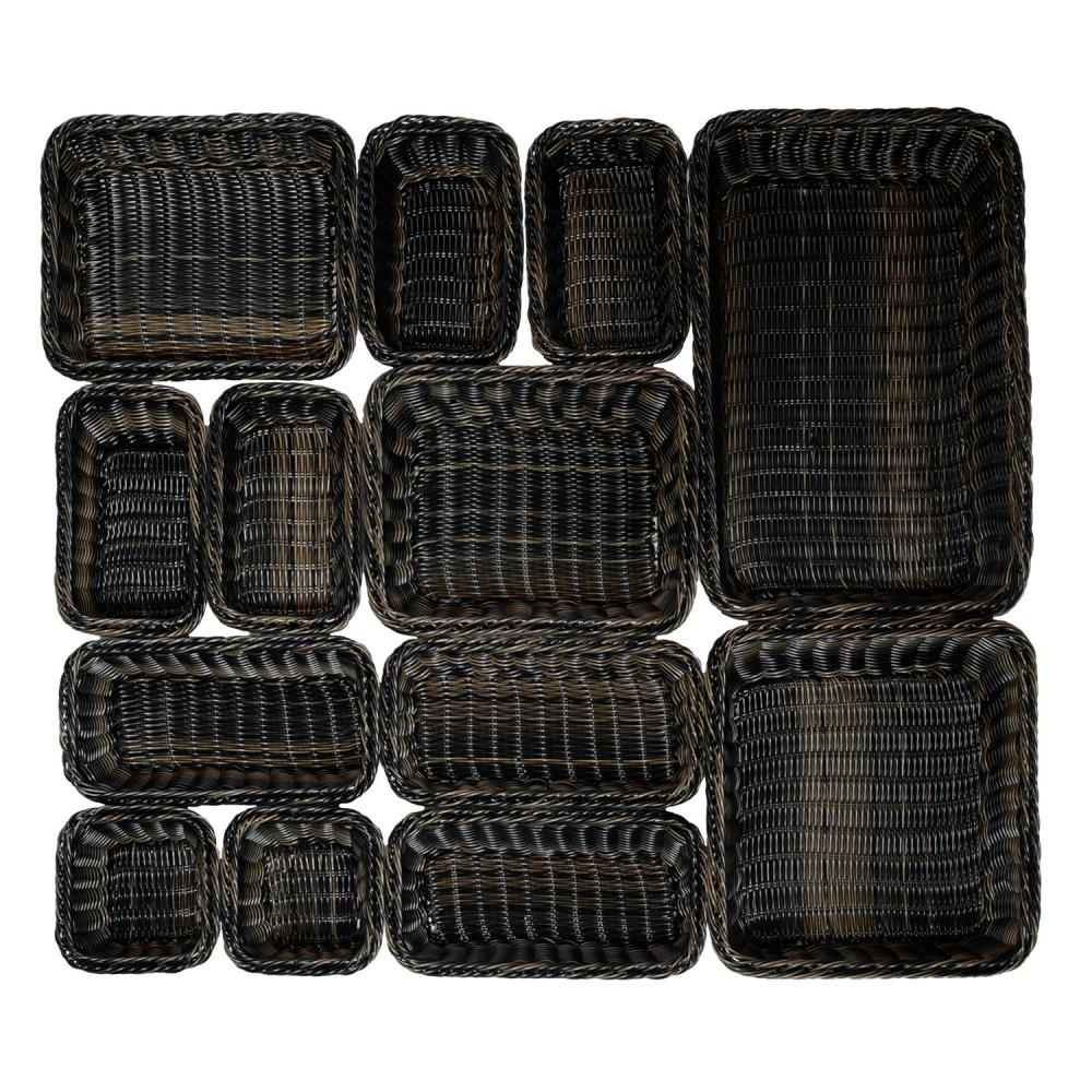 Panier en polypropylène GN LINE, rectangulaire, noir-marron, GN 1/4, 27x16,5x7,5 cm | APS 40225