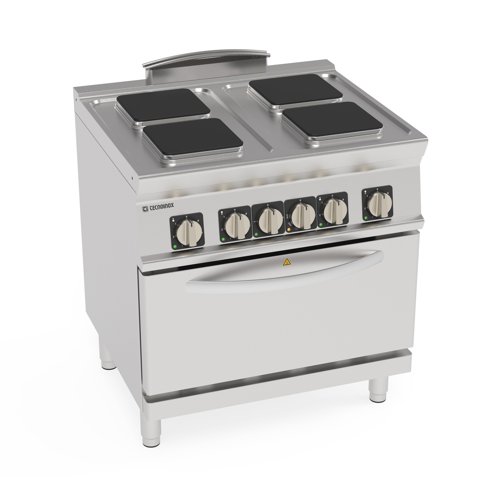 Cuisinière professionnelle électrique 4 foyers carrés avec four GN 2/1 | TECNOINOX 716191