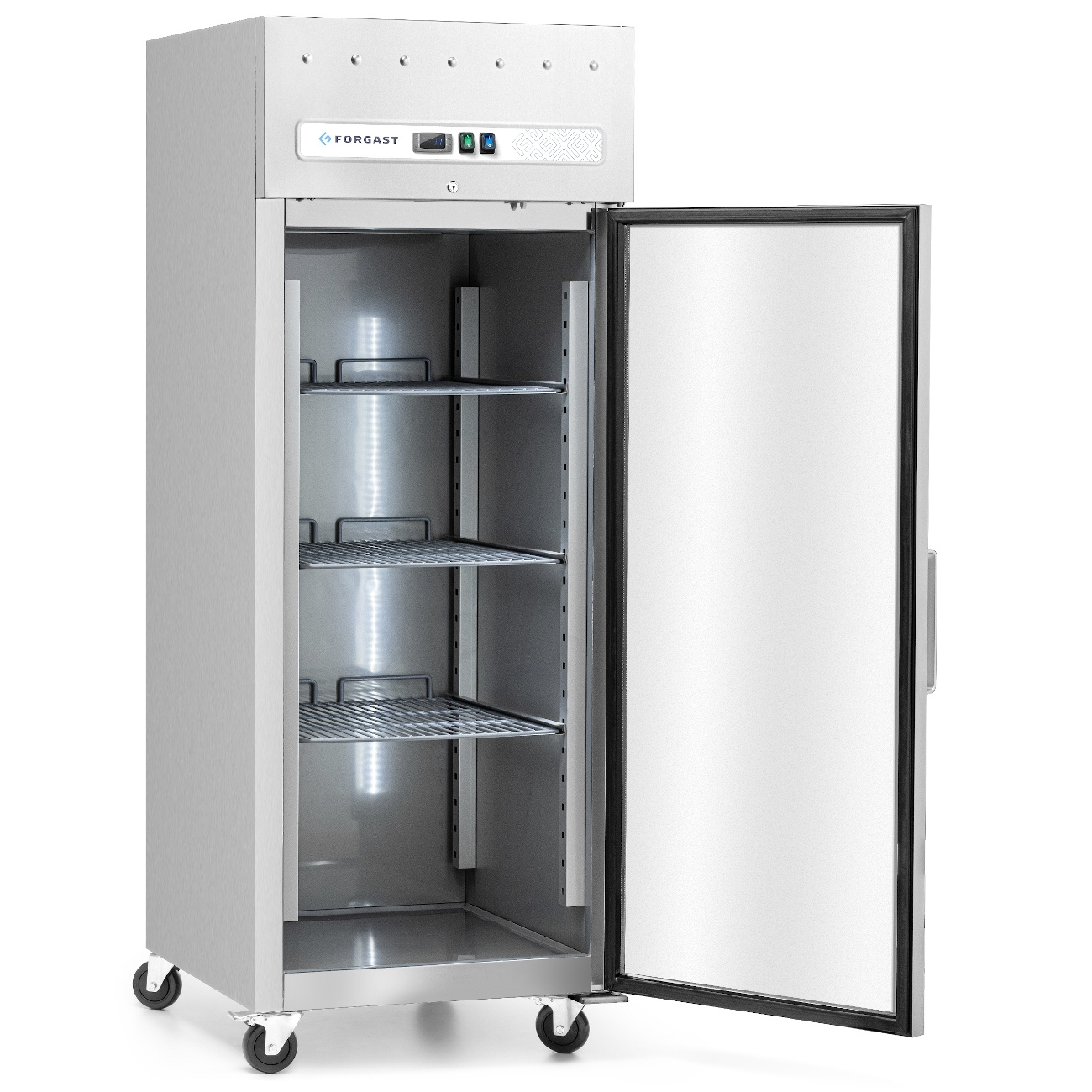 Armoire réfrigérée 1 porte GN 2/1 vitrée 685 l, en acier inoxydable | FORGAST FG07174