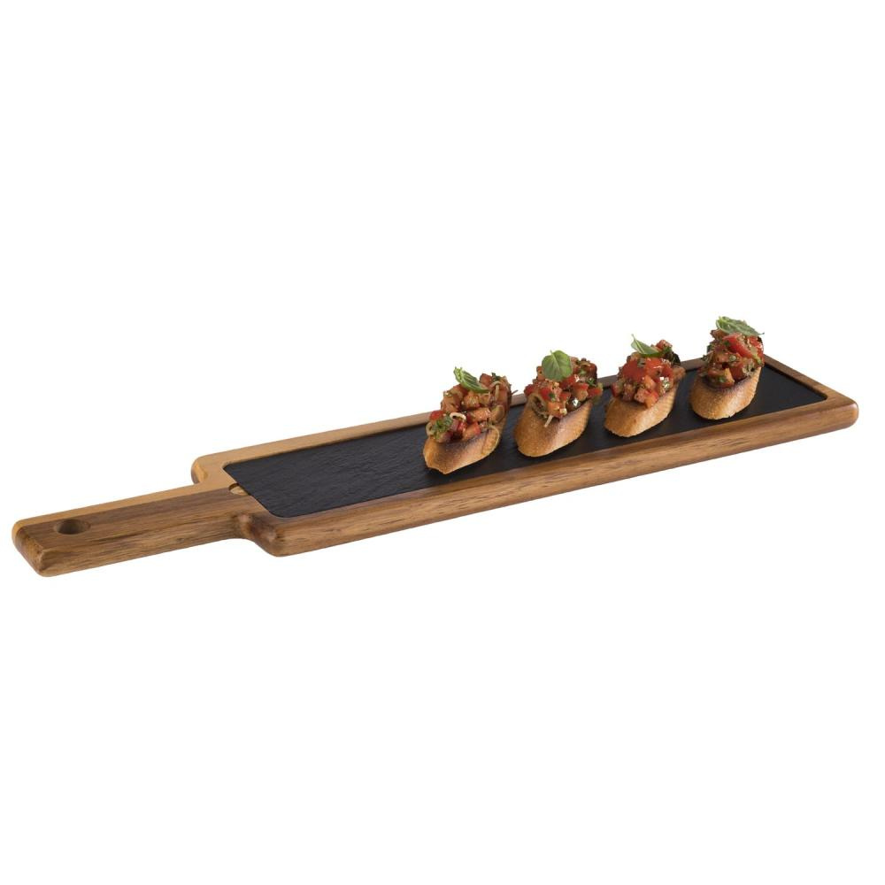 Planche de service avec plateau en ardoise, marron, 55x12x2 cm | APS 813