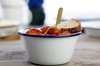 Bol ENAMELWARE, émaillé, blanc avec finition bleue, 13x6 cm, 500 ml | APS 40638