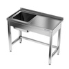 Table en acier inoxydable avec évier 1 bac 60x60x85 cm | FORGAST