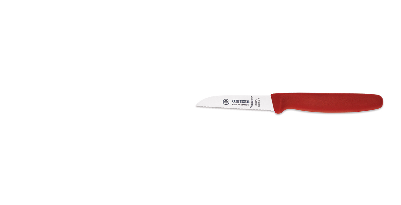 Couteau à légumes à bord ondulé - 8 cm, rouge | GIESSER MESSER 8305 wsp 8 r