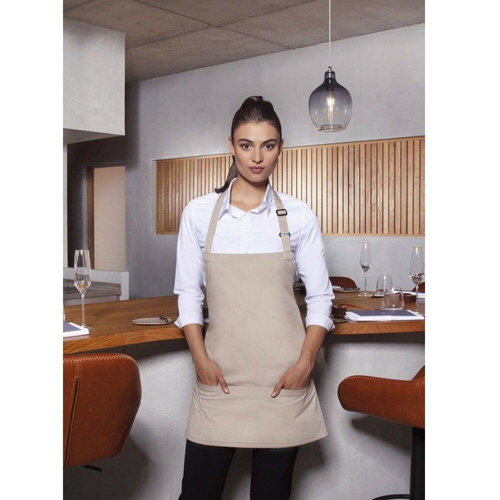 Tablier court Basic 75 x 60 cm avec poche et boucle sable | KARLOWSKY BLS 6-19-Stck