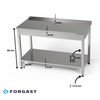 Table de travail en acier inoxydable avec étagère 80x70x85 cm | FORGAST