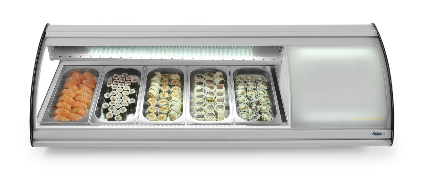 Vitrine réfrigérée pour sushi, 63 l, LED, 3-7°C, 130,7x45x33 cm | HENDI 233757