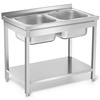 Table inox avec évier 2 bacs avec étagère 120x60x85 à monter | FORGAST FG15340