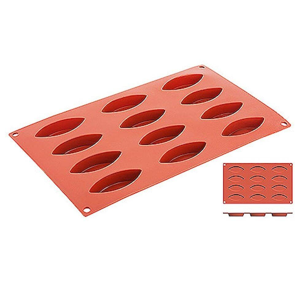 Moule à pâtisserie en silicone barquettes, 12 cavités, 7,2x3 cm | CONTACTO 6649/072