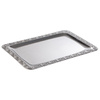 Plateau SCHÖNER ESSEN, avec bord ornemental, en acier inoxydable, 35x24x1,5 cm | APS 383