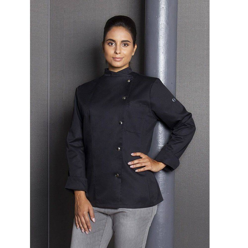 Veste de cuisine femme Larissa noire | KARLOWSKY JF 3-1