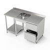 Table inox avec évier 1 cuve et bloc de 2 tiroirs 210x70x85 cm | FORGAST