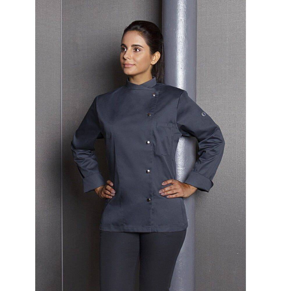 Veste de cuisine femme Larissa anthracite | KARLOWSKY JF 3-5