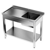 Table inox avec évier 1 bac et étagère 120x60x85 cm | FORGAST