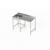 Table en acier inoxydable avec évier 1 bac et emplacement pour lave-vaisselle 160x70x85 cm | FORGAST