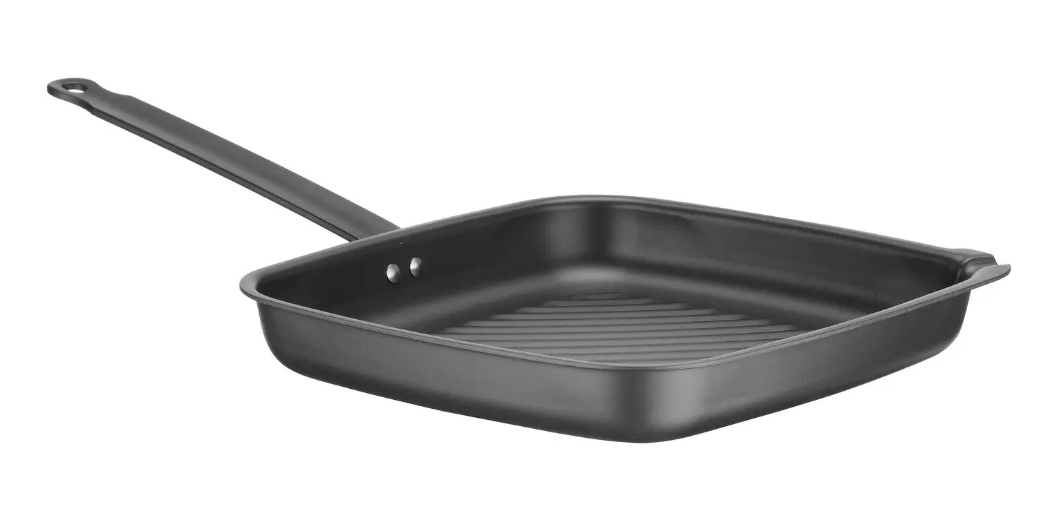 Poêle à griller en acier au carbone, carré | HENDI 627983