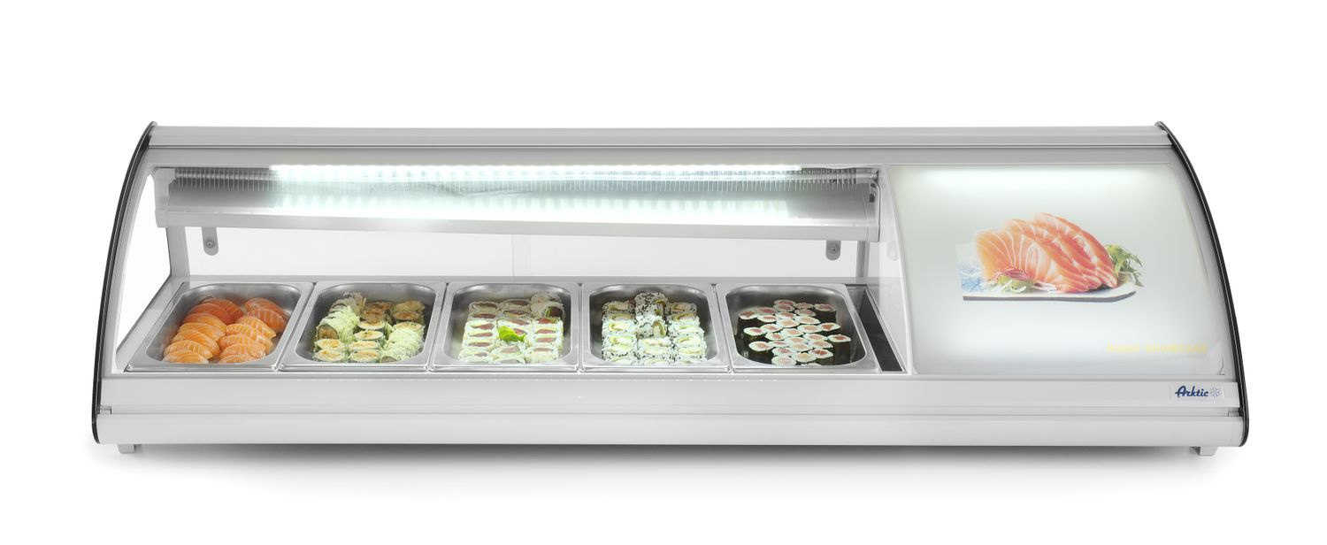 Vitrine réfrigérée pour sushi, 63 l, LED, 3-7°C, 130,7x45x33 cm | HENDI 233757
