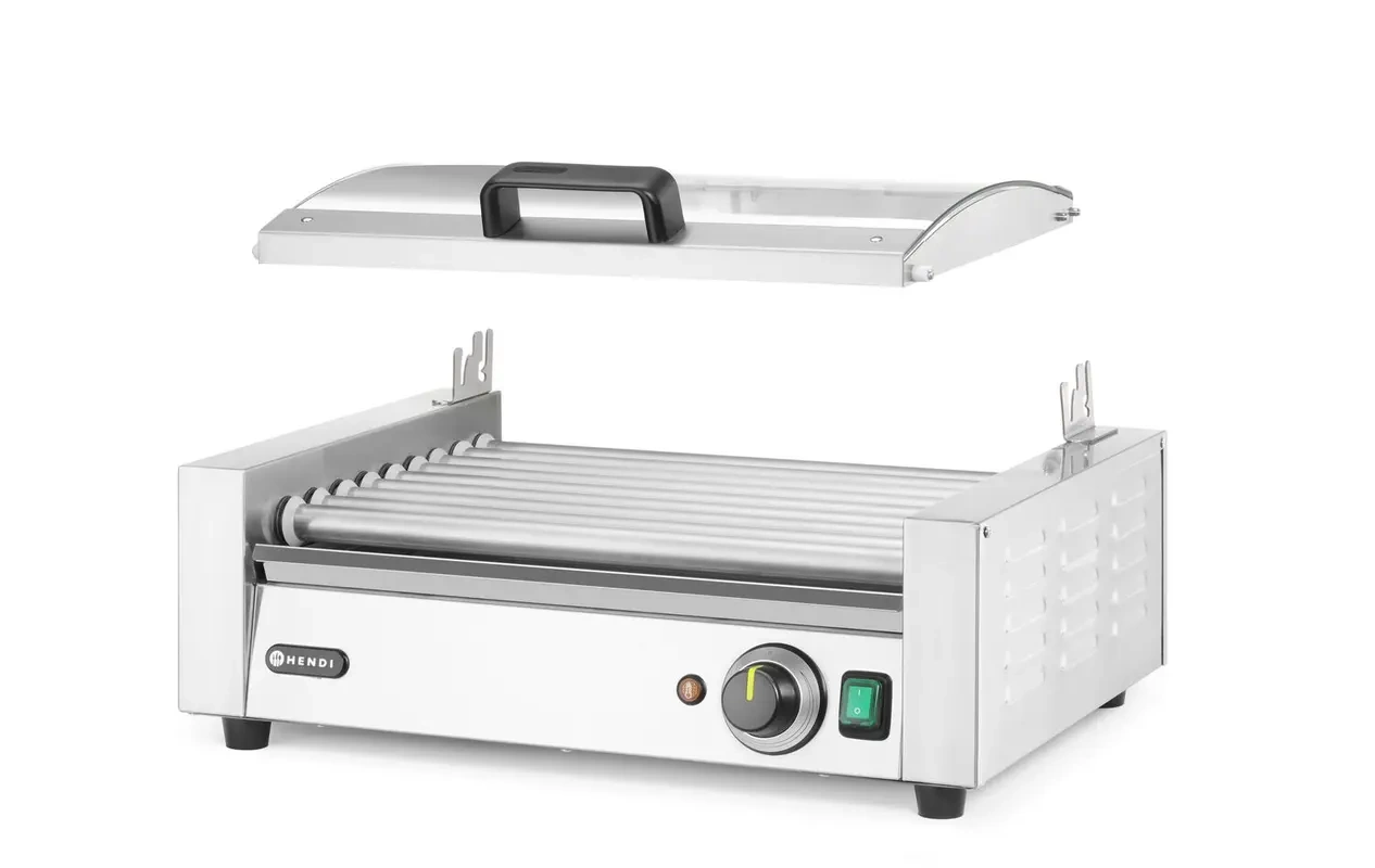Réchauffeur à rouleaux pour hot-dogs, monozone avec couvercle, 9 rouleaux, 0,79 kW, 230 V | HENDI 268643